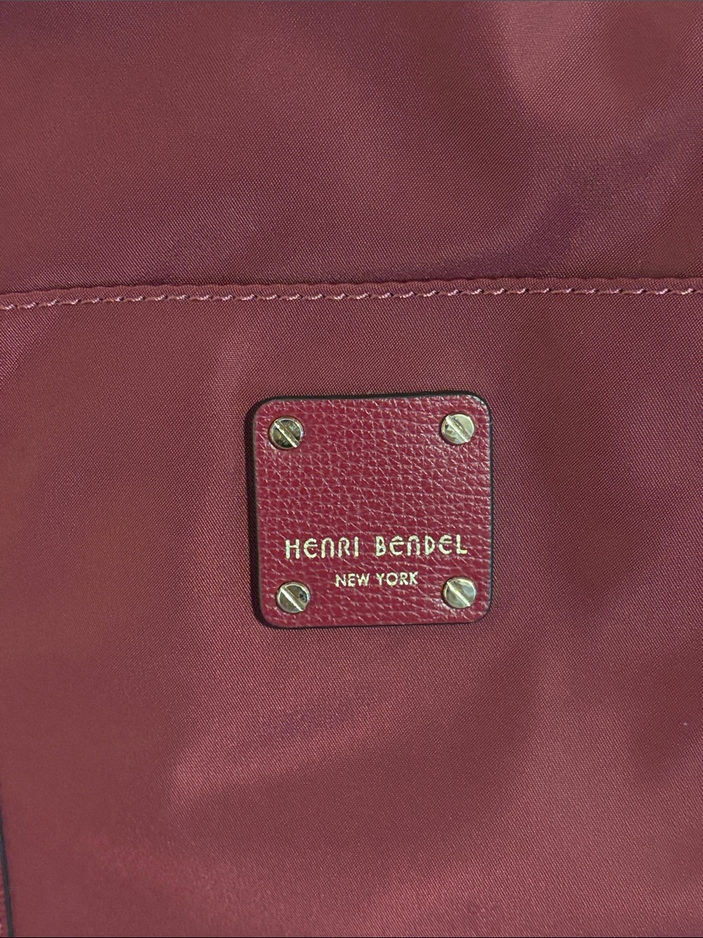 Henri Bendel Womens Tote Bag Purse Maroon Red Nylon - Picture 2 of 11